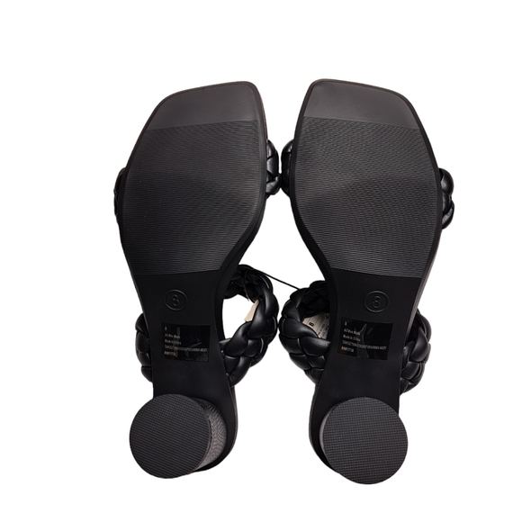 a.new day Women's Black Slip On Basil Heels Size 8  Woven Straps - Picture 10 of 12